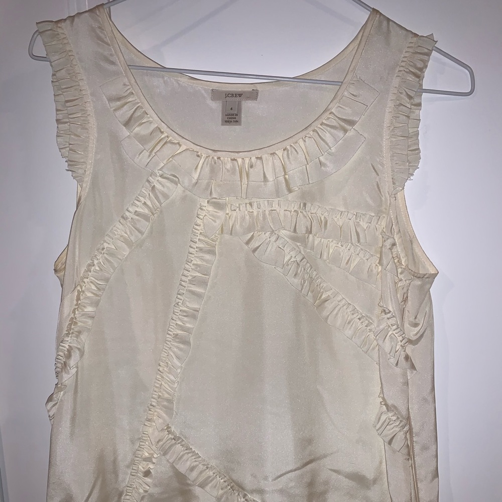 J.Crew silk ruffle sleeveless blouse